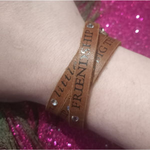 Gem Studded Leather Wrap Friendship Bracelet BFF Besties Adjustable Butterfly